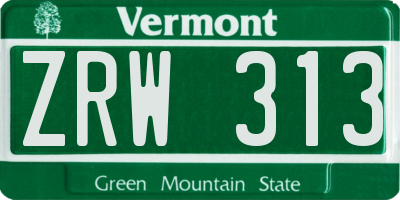 VT license plate ZRW313