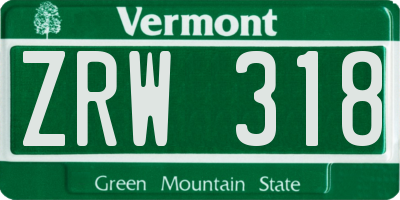 VT license plate ZRW318