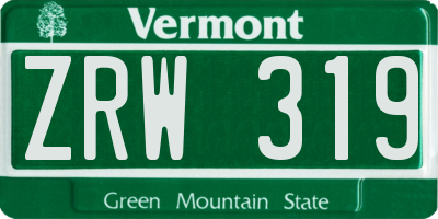VT license plate ZRW319