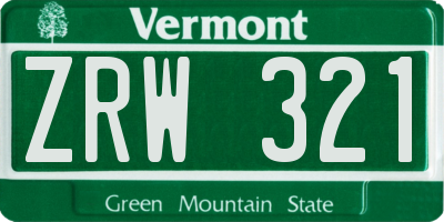 VT license plate ZRW321