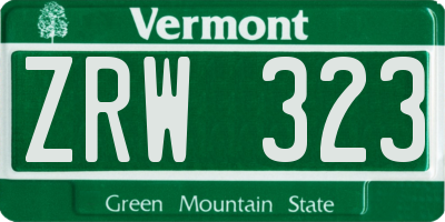 VT license plate ZRW323