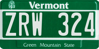 VT license plate ZRW324