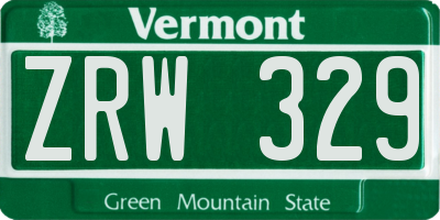 VT license plate ZRW329