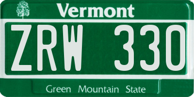 VT license plate ZRW330