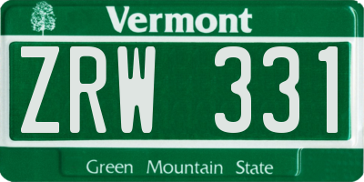 VT license plate ZRW331