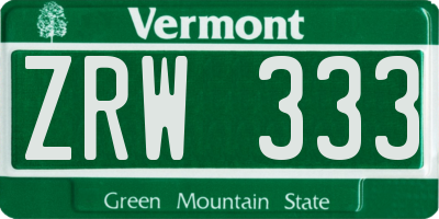 VT license plate ZRW333
