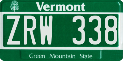 VT license plate ZRW338
