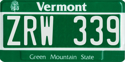 VT license plate ZRW339
