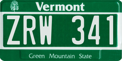 VT license plate ZRW341