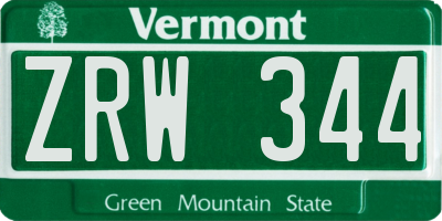 VT license plate ZRW344