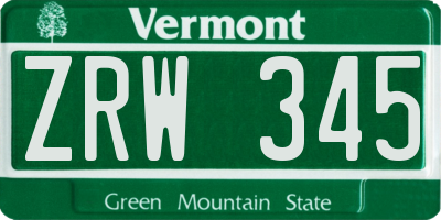 VT license plate ZRW345