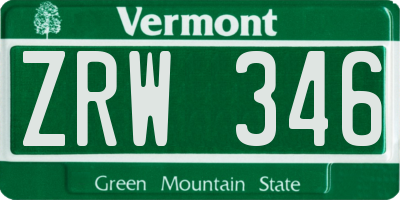 VT license plate ZRW346