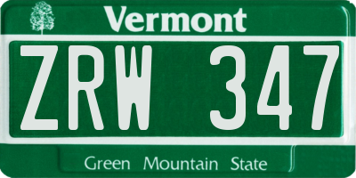 VT license plate ZRW347