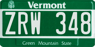 VT license plate ZRW348