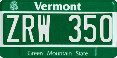 VT license plate ZRW350
