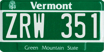 VT license plate ZRW351