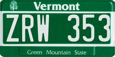 VT license plate ZRW353