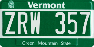 VT license plate ZRW357