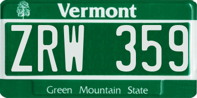VT license plate ZRW359