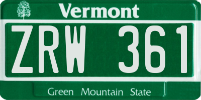 VT license plate ZRW361