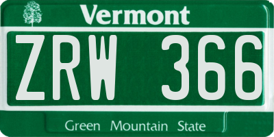 VT license plate ZRW366