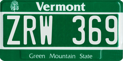 VT license plate ZRW369