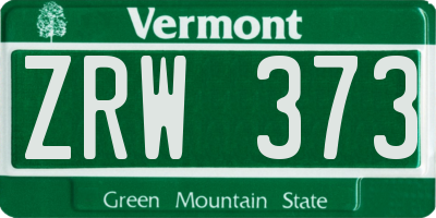 VT license plate ZRW373