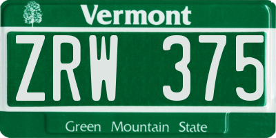 VT license plate ZRW375