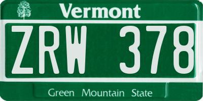 VT license plate ZRW378