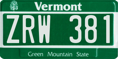 VT license plate ZRW381