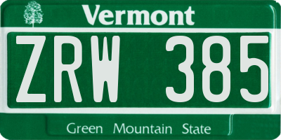 VT license plate ZRW385