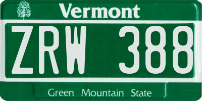VT license plate ZRW388