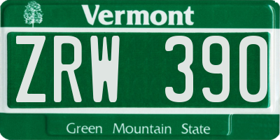 VT license plate ZRW390