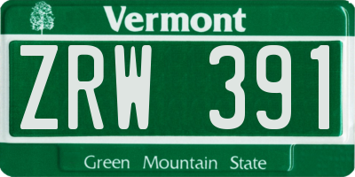 VT license plate ZRW391