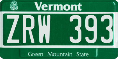 VT license plate ZRW393