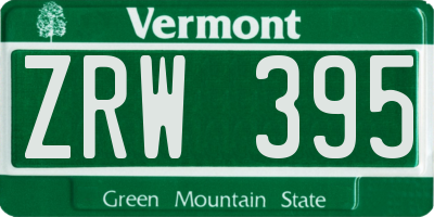 VT license plate ZRW395