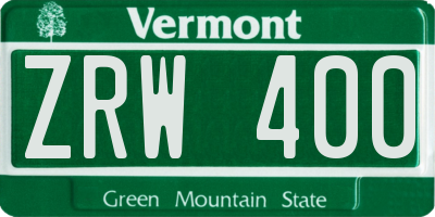 VT license plate ZRW400
