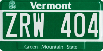 VT license plate ZRW404