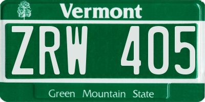 VT license plate ZRW405