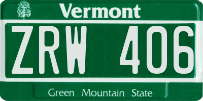VT license plate ZRW406