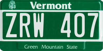 VT license plate ZRW407