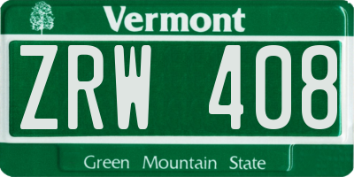 VT license plate ZRW408