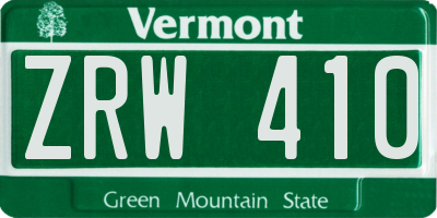 VT license plate ZRW410
