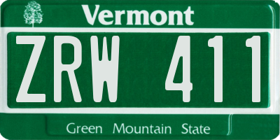 VT license plate ZRW411