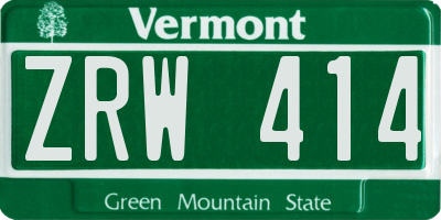 VT license plate ZRW414