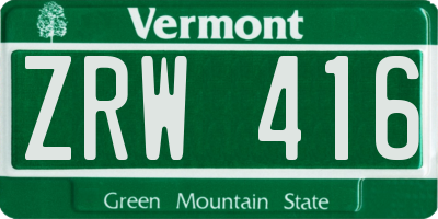 VT license plate ZRW416