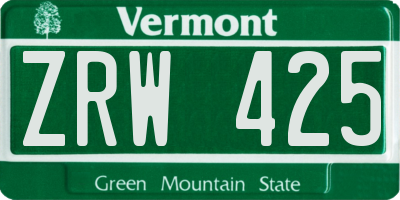 VT license plate ZRW425