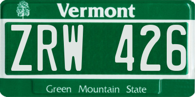 VT license plate ZRW426
