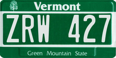VT license plate ZRW427