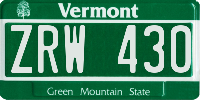 VT license plate ZRW430